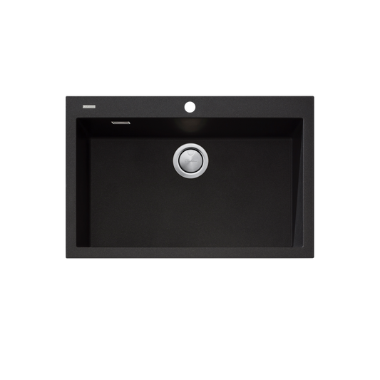 Oliveri Santorini Mega Bowl Topmount Sink Black with Overflow