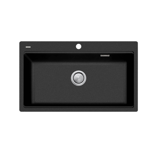 Oliveri Santorini Topmount Workstation Sink Black with Overflow