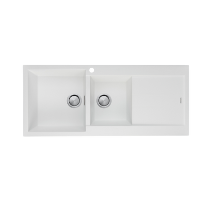 Oliveri Santorini 1 & 3/4 Bowl Topmount Sink with Right Drainboard White