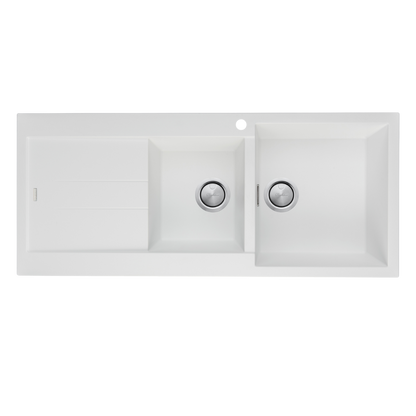 Oliveri Santorini 1 & 3/4 Bowl Topmount Sink with Left Drainboard White