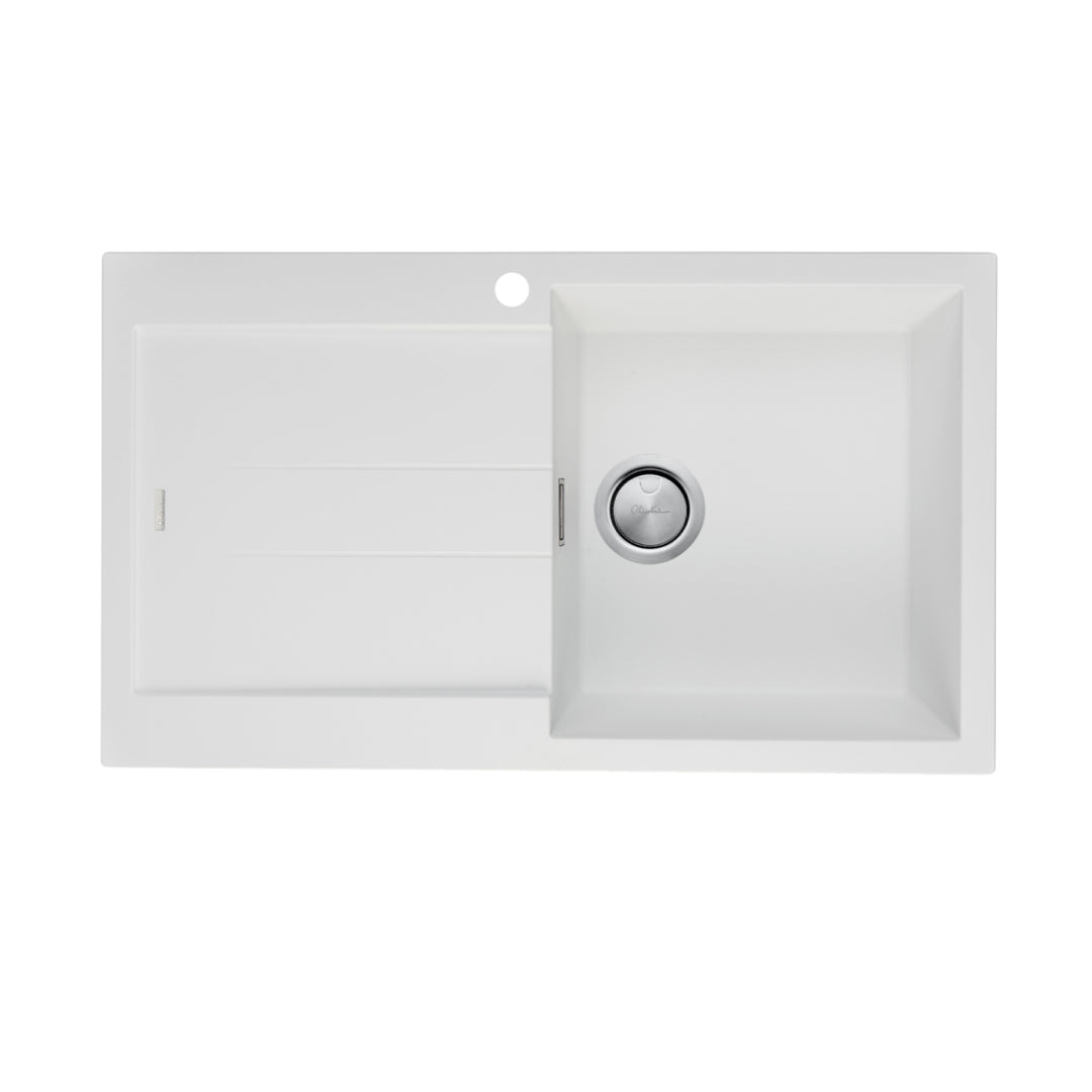 Oliveri Santorini Single Topmount Sink w/Drainer & Overflow 1 Taphole