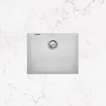 Oliveri Santorini Large Bowl Undermount Sink with Overflow White