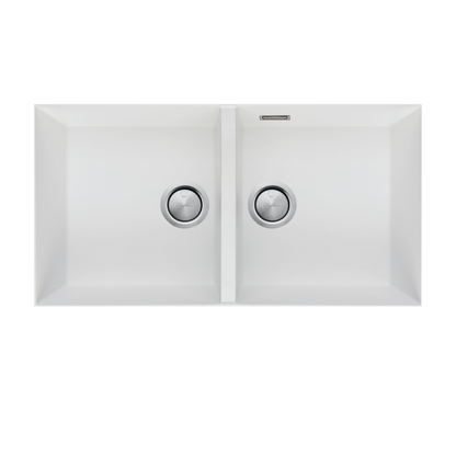 Oliveri Santorini Double Bowl Undermount Sink Includes Overflow