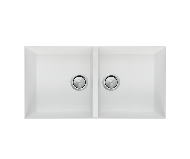Oliveri Santorini Double Bowl Undermount Sink White