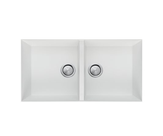 Oliveri Santorini Double Bowl Undermount Sink White