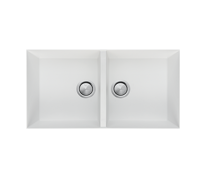 Oliveri Santorini Double Bowl Undermount Sink White