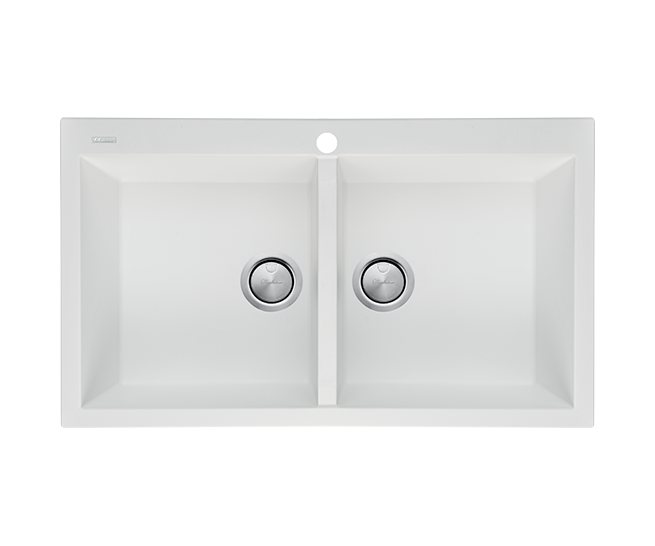 Oliveri Santorini Double Bowl Topmount Sink with Overflow White