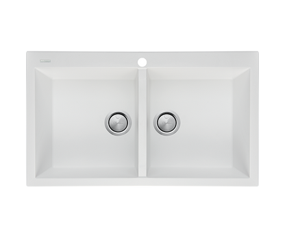 Oliveri Santorini Double Bowl Topmount Sink with Overflow White