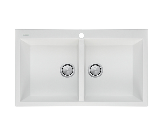 Oliveri Santorini Double Bowl Topmount Sink with Overflow White