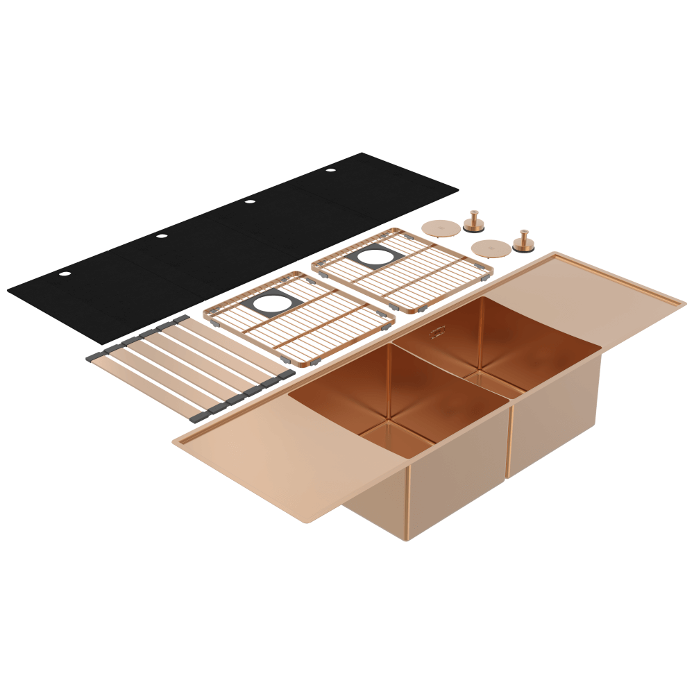 Boutique Lugano Double Bowl & Double Drainer Artisan Copper