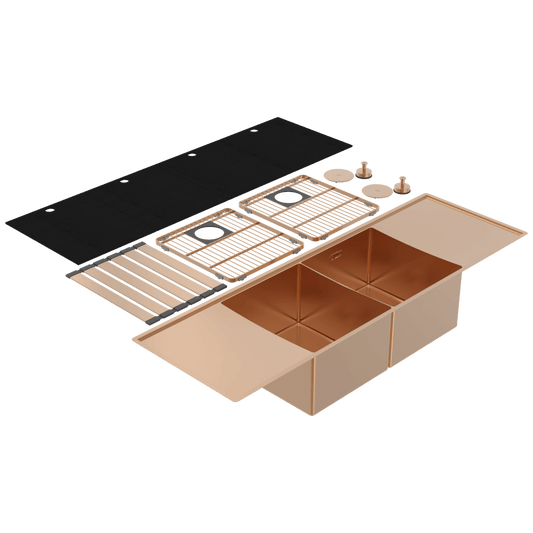 Boutique Lugano Double Bowl & Double Drainer Artisan Copper