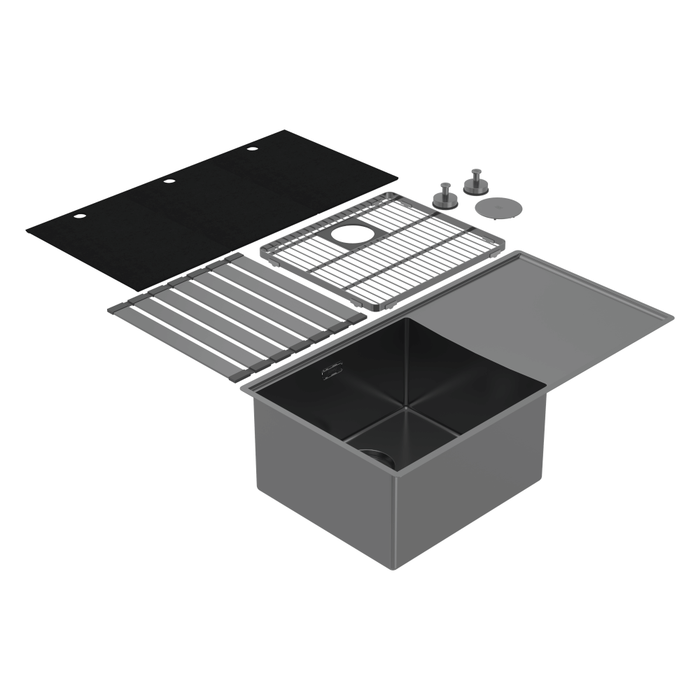 Boutique Lugano Single Bowl & Drainer Left Hand Bowl Black Pearl