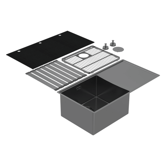 Boutique Lugano Single Bowl & Drainer Left Hand Bowl Black Pearl