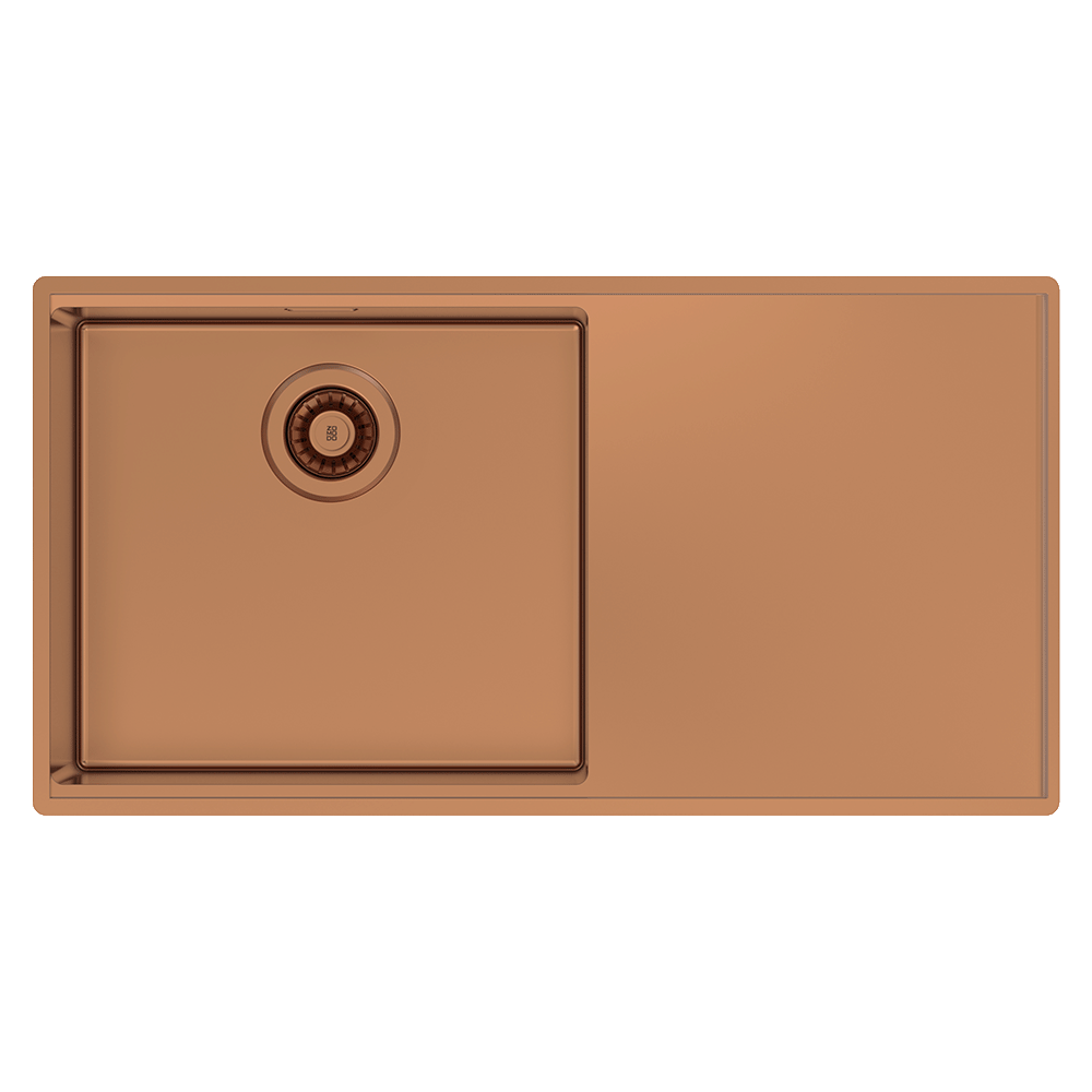 Boutique Lugano Single Bowl & Drainer Left Hand Bowl Artisan Copper