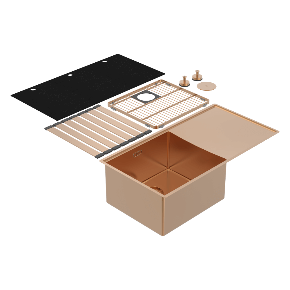 Boutique Lugano Single Bowl & Drainer Left Hand Bowl Artisan Copper