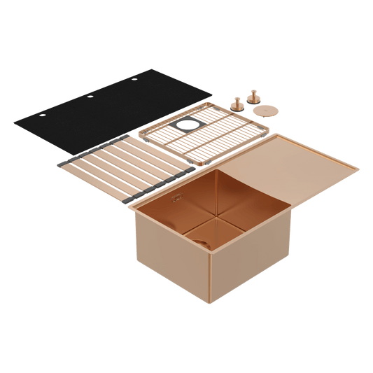 Boutique Lugano Single Bowl & Drainer Left Hand Bowl Artisan Copper