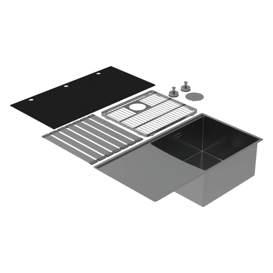 Boutique Lugano Single Bowl & Drainer Right Hand Bowl Black Pearl