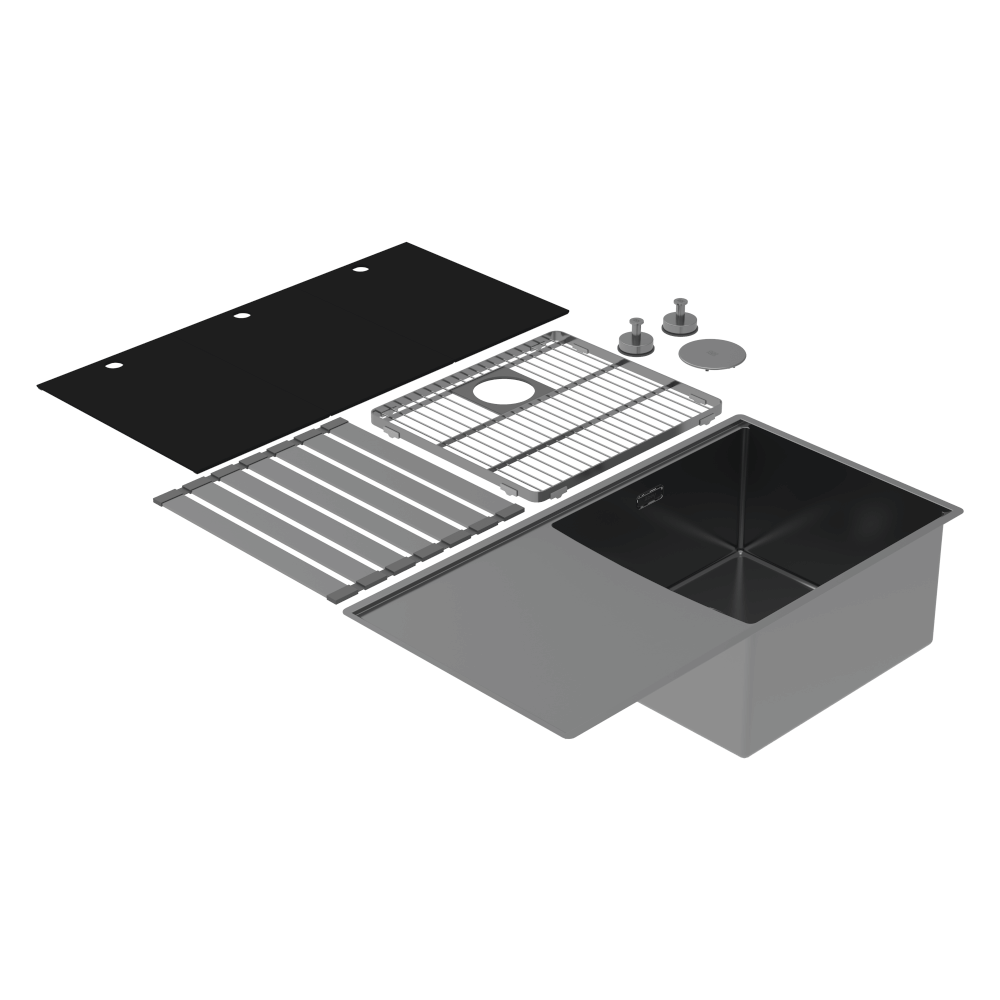 Boutique Lugano Single Bowl & Drainer Right Hand Bowl Black Pearl