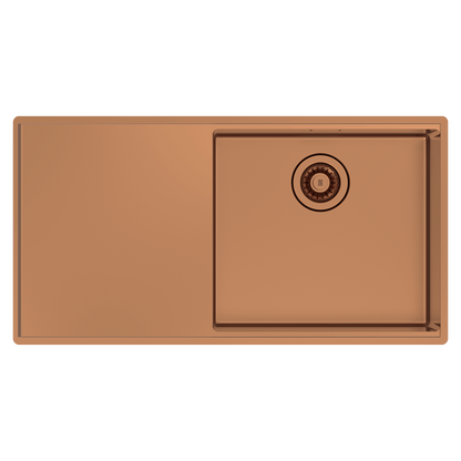Boutique Lugano Single Bowl & Drainer Right Hand Bowl Artisan Copper