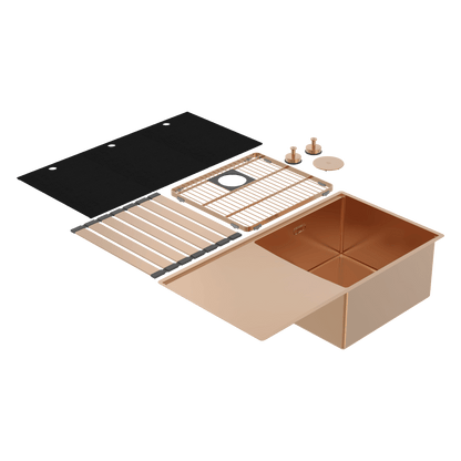 Boutique Lugano Single Bowl & Drainer Right Hand Bowl Artisan Copper