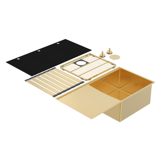 Boutique Lugano Single Bowl & Drainer Right Hand Bowl Eureka Gold