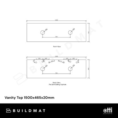 Otti Vanity Top 1500x465x20mm Pure White