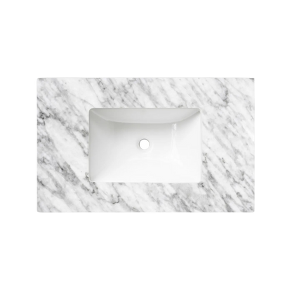 Otti Natural Carrara Marble 750x465x18 Top with Undermount Basin