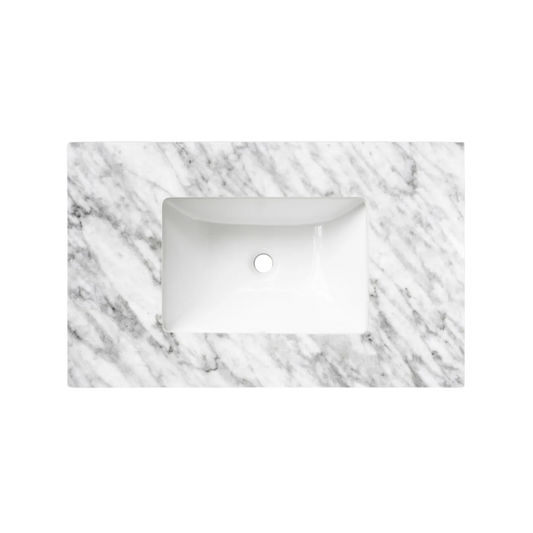 Otti Natural Carrara Marble 750x465x18 Top with Undermount Basin