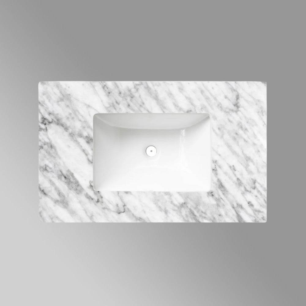 Otti Natural Carrara Marble 750x465x18 Top with Undermount Basin