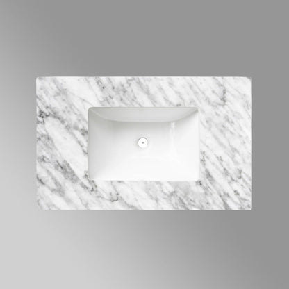 Otti Natural Carrara Marble 750x465x18 Top with Undermount Basin