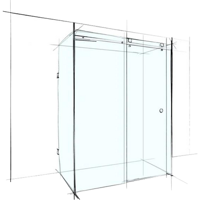 Custom Frameless Sliding U-Shape Set-In (4 Panels) - Up to 1200 x 1200 x 1200 / Bronze / Bracket