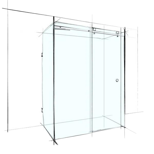 Custom Frameless Sliding U-Shape Set-In (4 Panels) - Up to 1200 x 1200 x 1200 / Bronze / Bracket