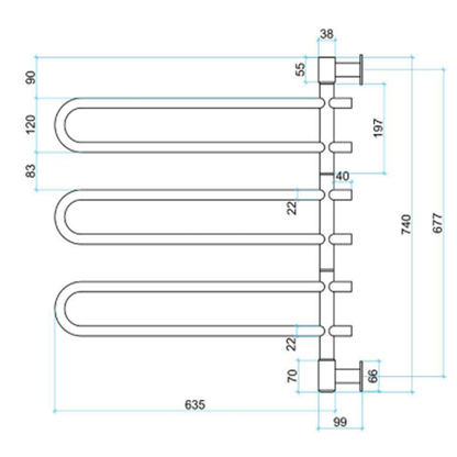 Thermorail 240V Straight/Round 675 Swivel Heated Towel Rail