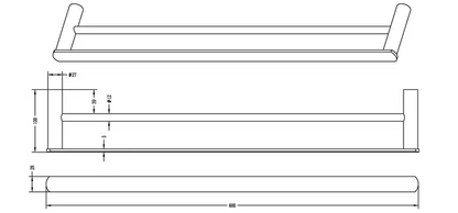 Inspire Vetto Double Towel Rail 600mm