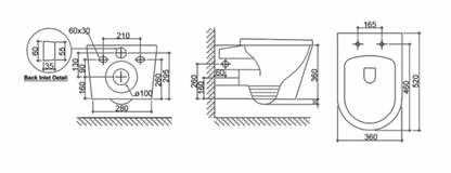Alzano  Wall Hung Pan Geberit Inwall Cistern Set