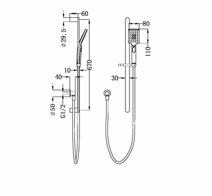 Nero Bianca  Shower Rail