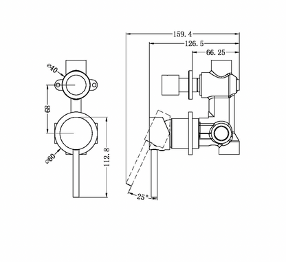 Dolce Shower/Bath Mixer with Diverter with Separate Backing Plate