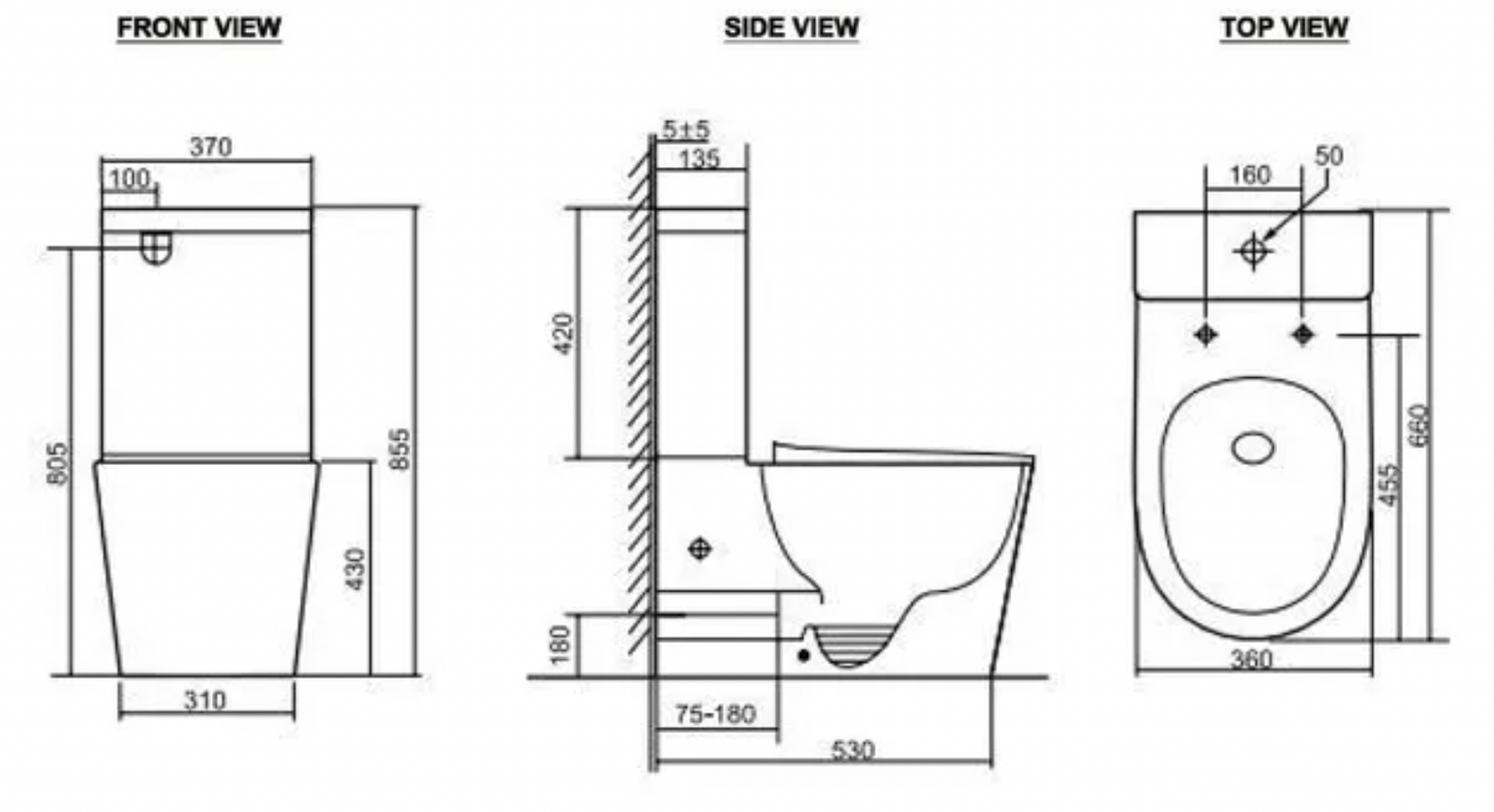 Inspire Radiant  Tornado Flush Rimless Back to Wall Toilet Suite