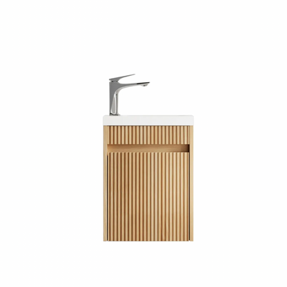Otti Compact Ensuite 400 Fluted Woodland Oak Wall Hung Vanity
