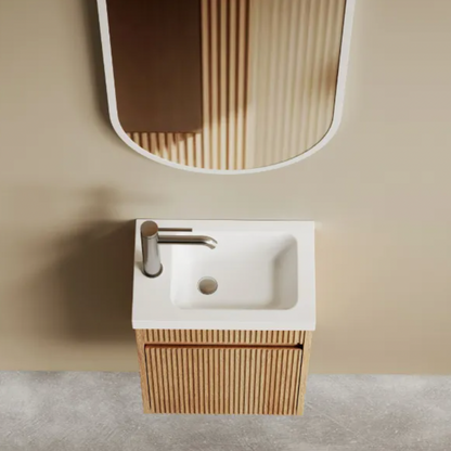 Otti Compact Ensuite 400 Fluted Woodland Oak Wall Hung Vanity