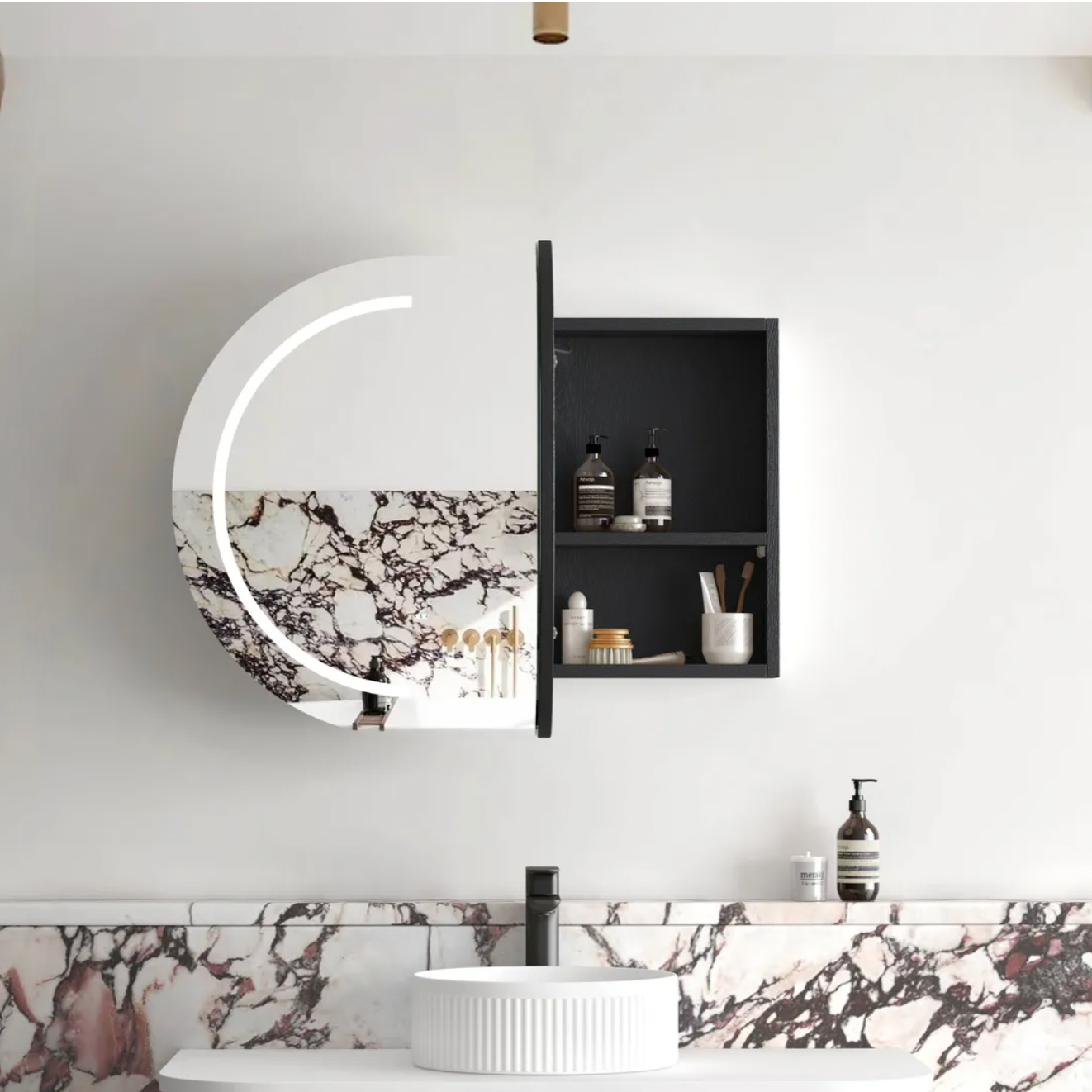 Otti Bondi LED Mirror Cabinet  Oak 900mm