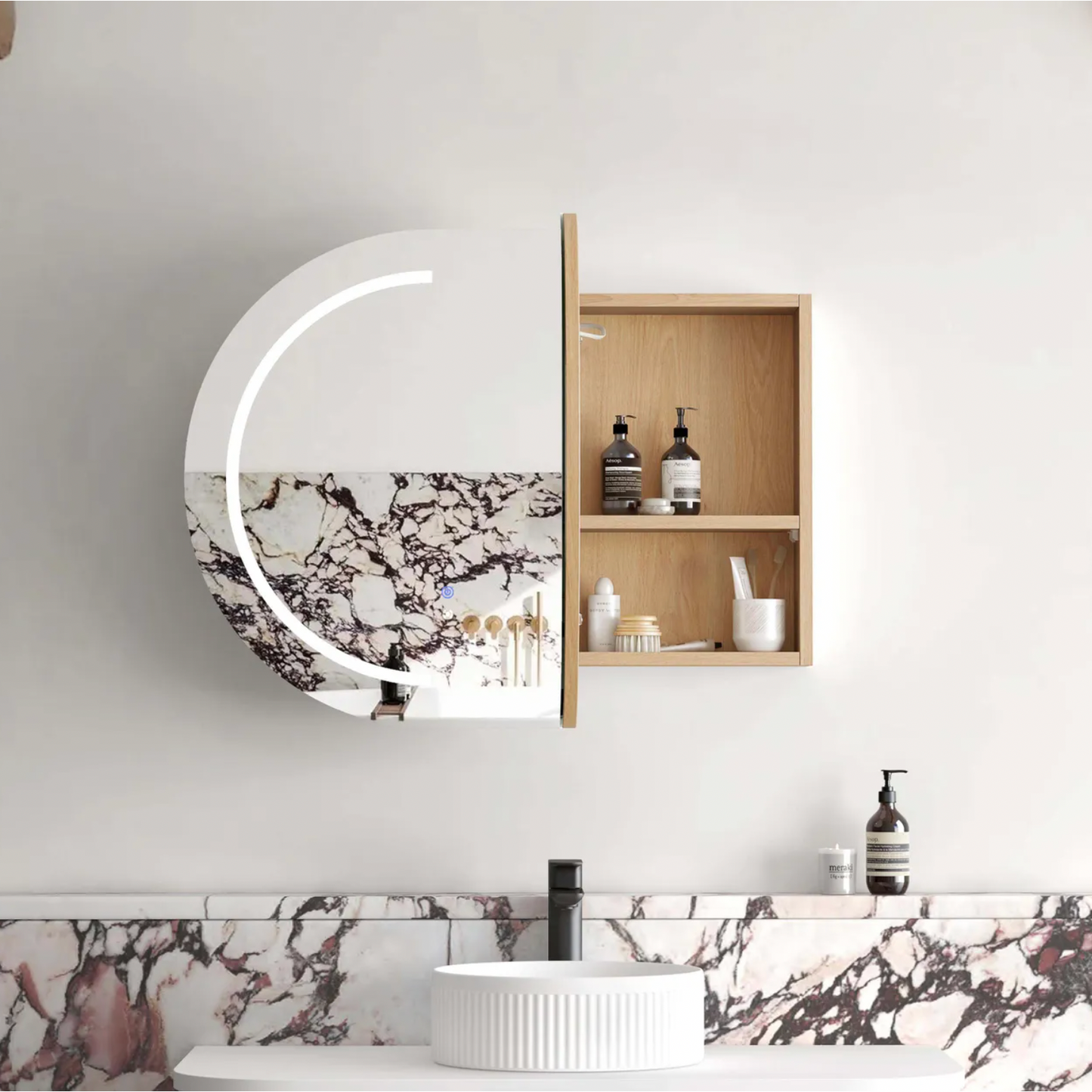 Otti Bondi LED Mirror Cabinet Natural Oak 900mm