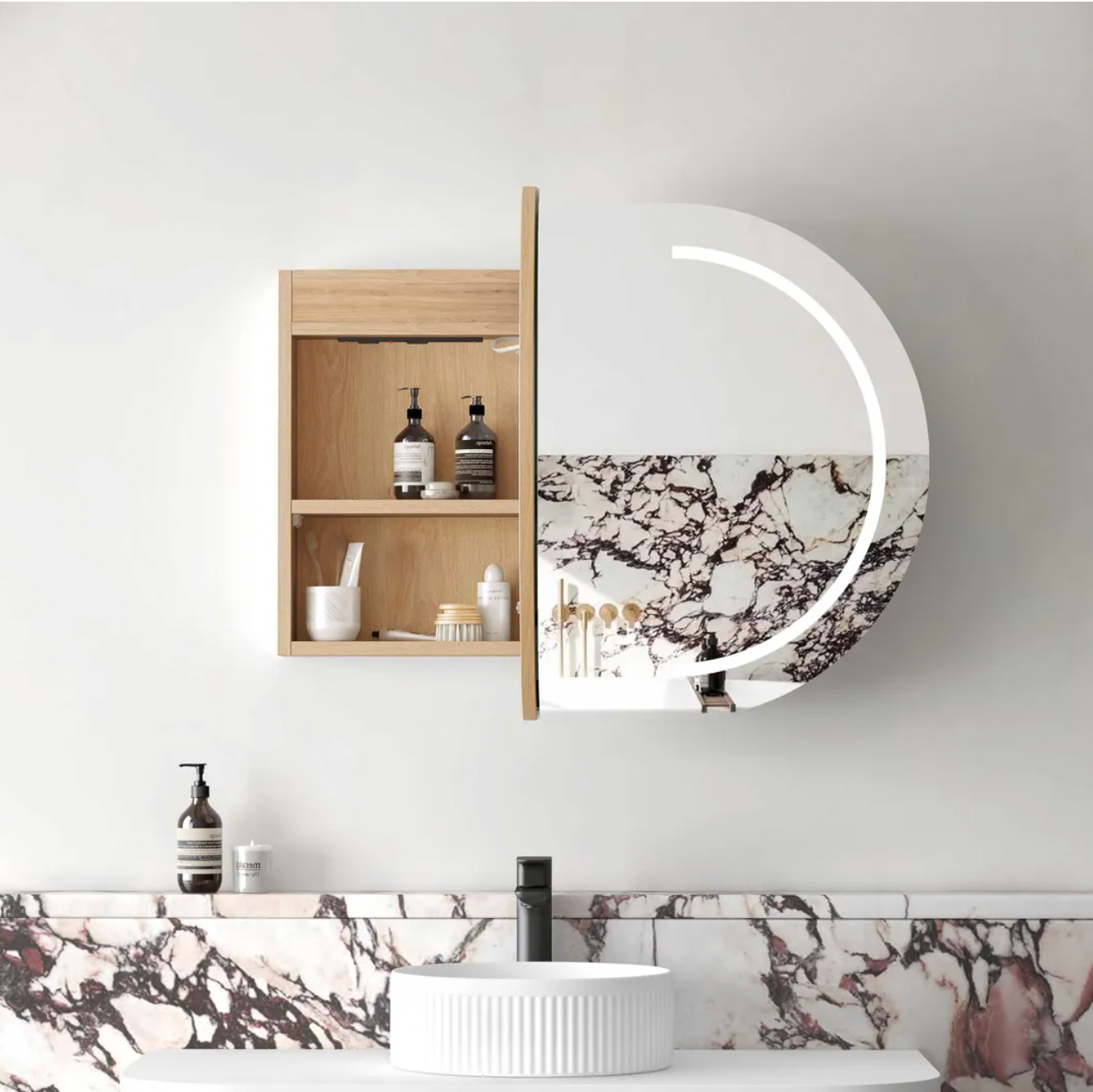 Otti Bondi LED Mirror Cabinet Natural Oak 900mm