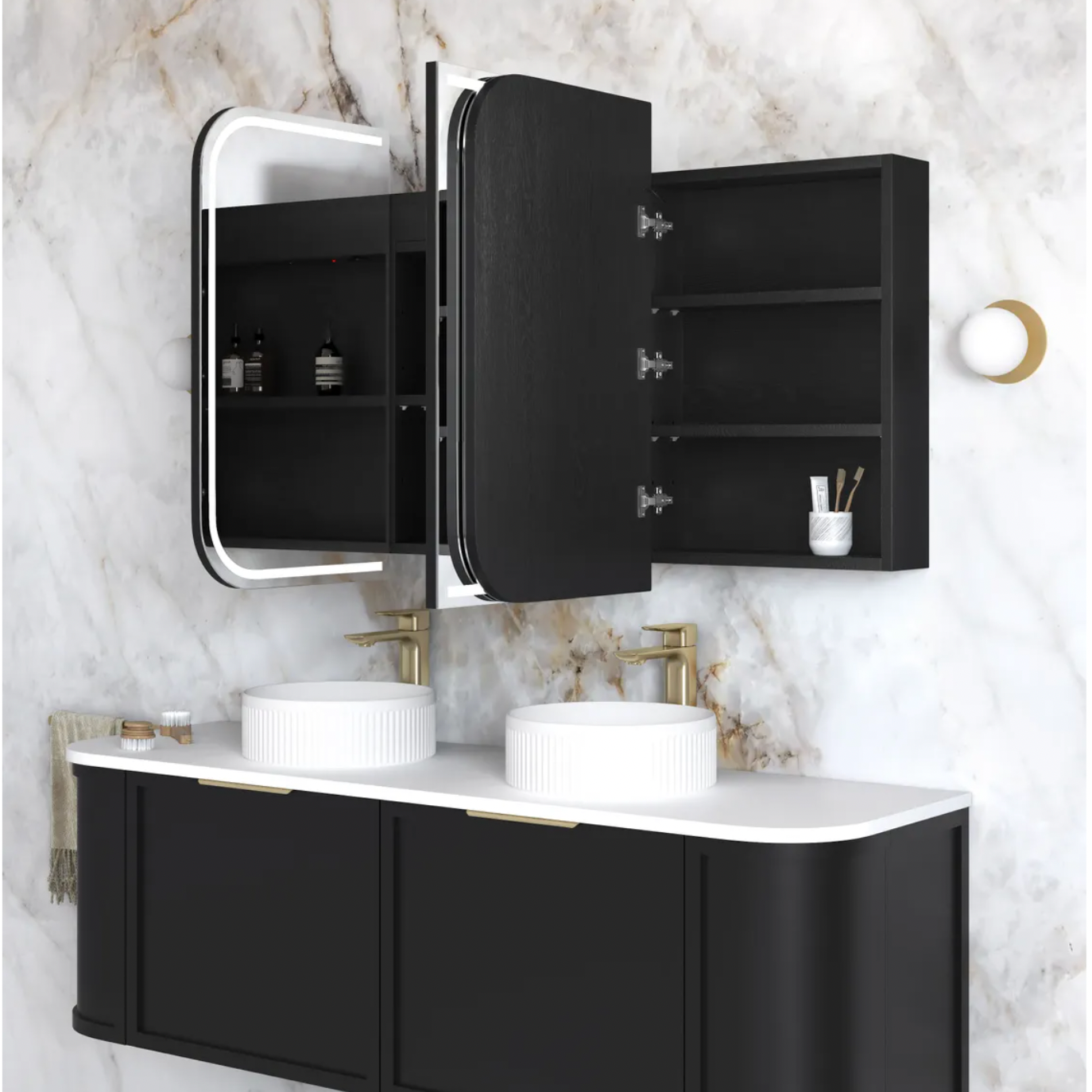 Otti Newport  Oak LED Mirror Cabinet 1500mm