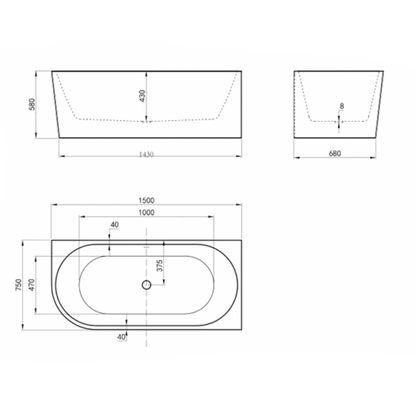 Inspire 1700mm Right Hand Corner Bath