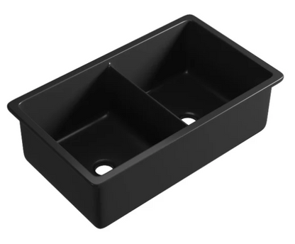 Procida Fireclay Inset/Undermount Sink 813mm x 483mm x 254mm - Matte Black / Single
