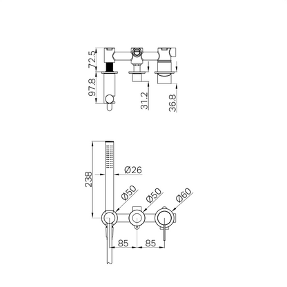 Nero Mecca Shower Mixer Diverter System No Backplate