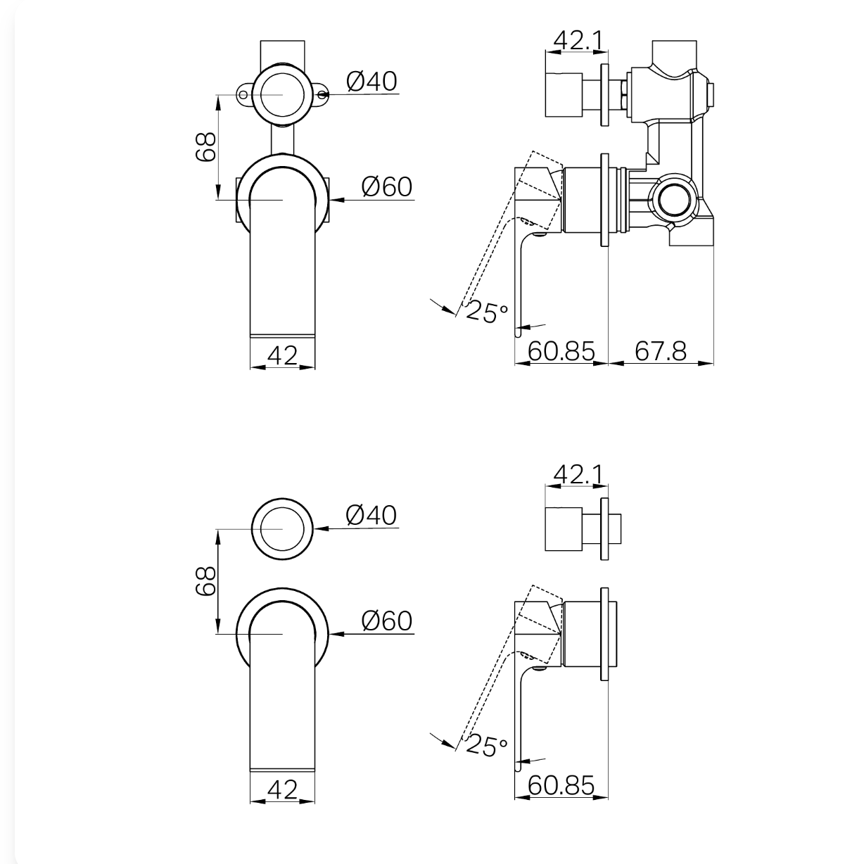 Nero Bianca Shower Mixer With Detached Diverter Button