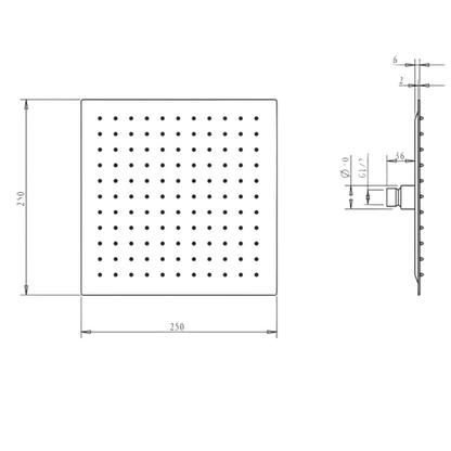 Inspire Taran Square Twin Shower On Rail Gun Metal