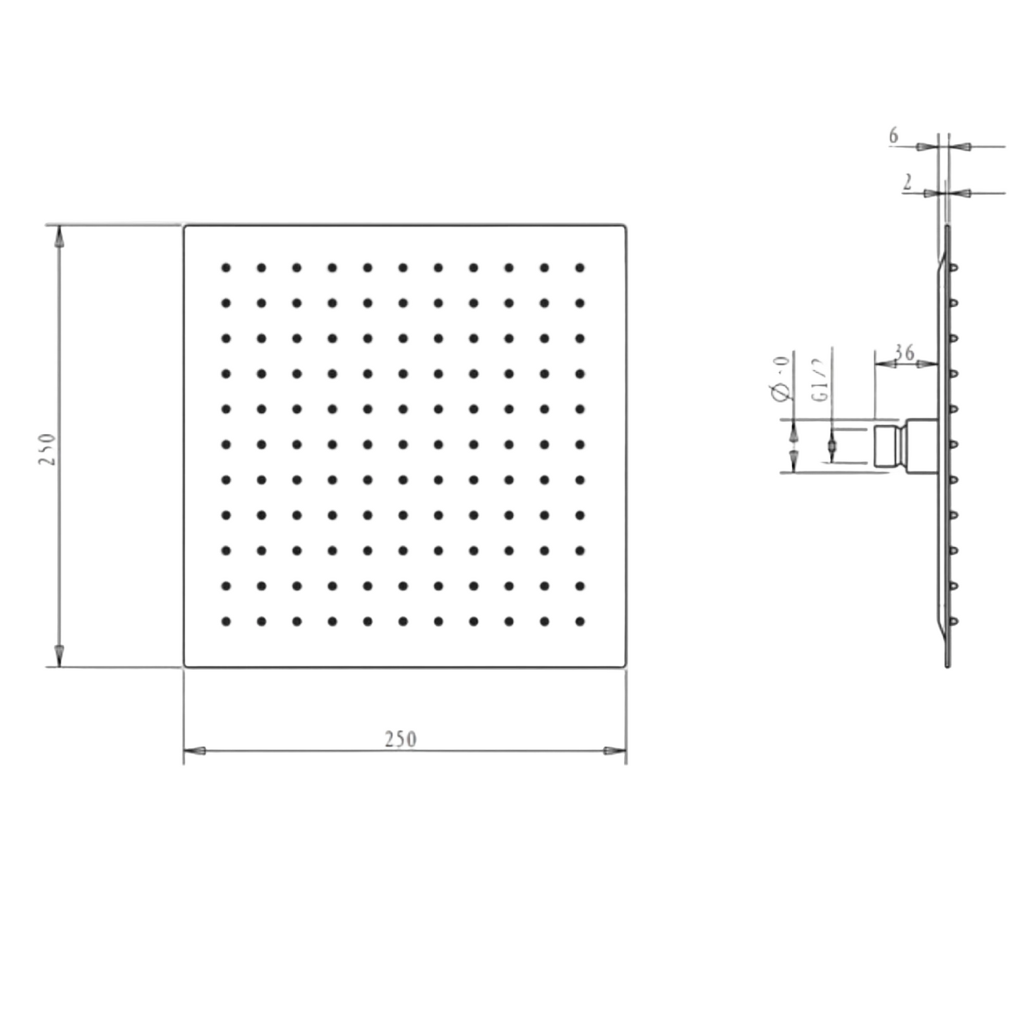 Inspire Taran Square Twin Shower On Rail